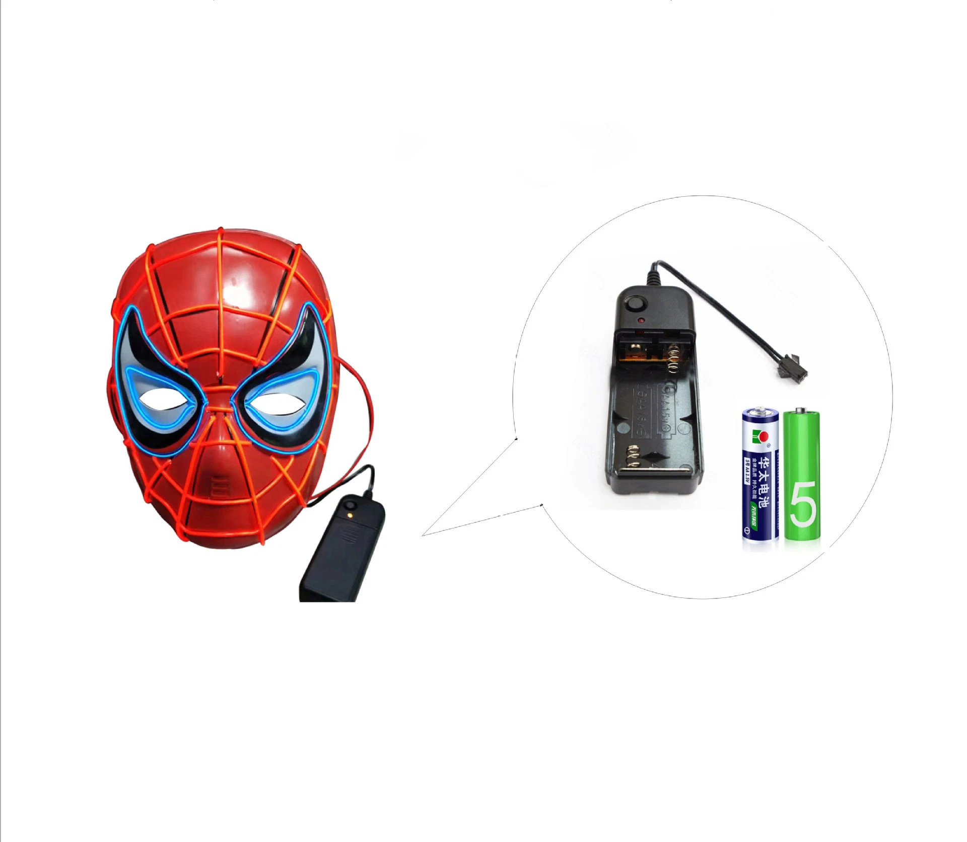 Halloween Decorations LED Luminescent Spider-Man Mask Halloween Costumes Superman Glowing Masks for Adults