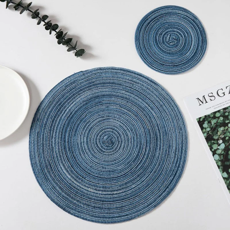 Artigos da casa: Placemats redondos, conjunto de Placemats entrançados resistente ao calor antiderrapante para mesas de jantar cuidado interior e exterior