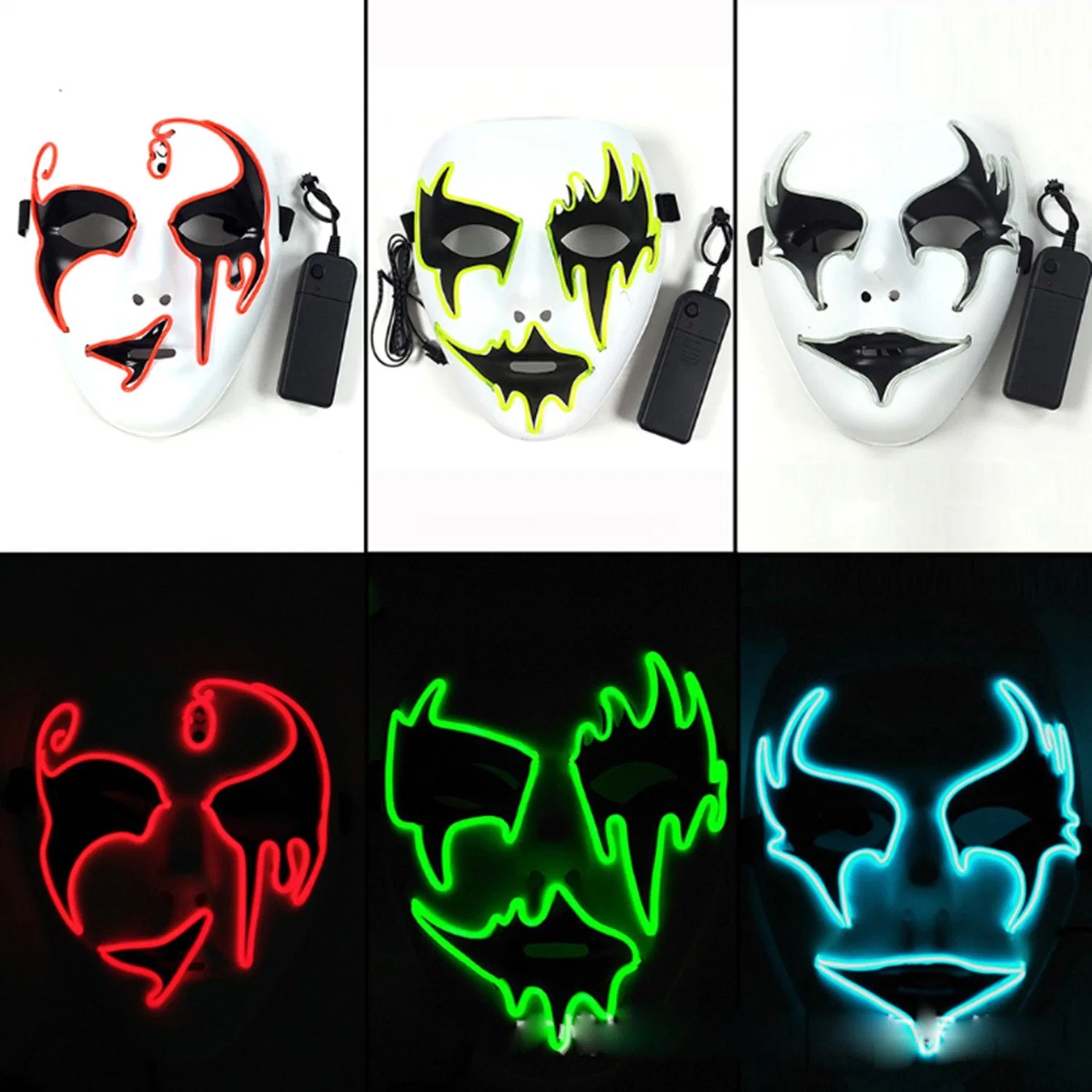 Parti dirigé Ghost Face masque EL Light up