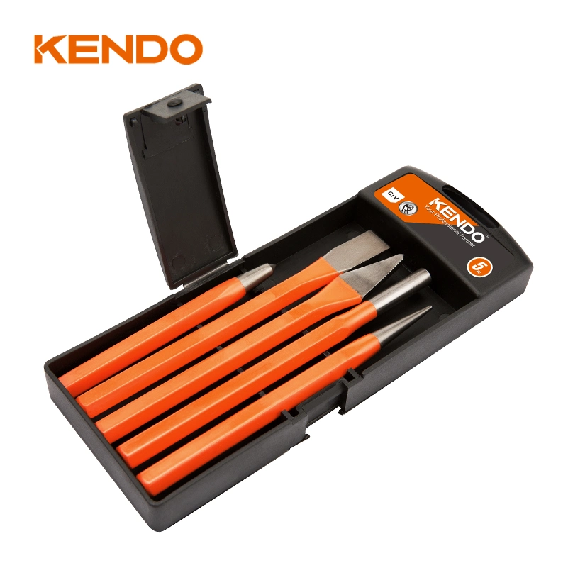 Kendo 5pc Punch Meißel Set Korrosionsbeständig Orange pulverbeschichtet Klinge mit polierter Spitze