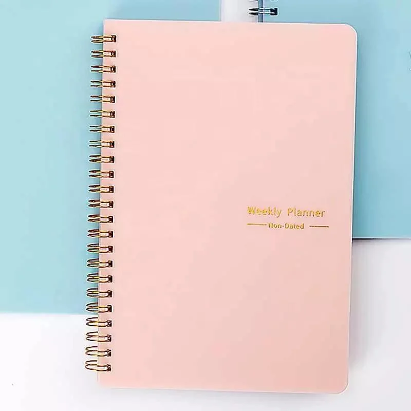 De impresión personalizados baratos en cantidades grandes de papelería escolar enlace enlazado de tapa dura el programa Planner un cuaderno de espiral5