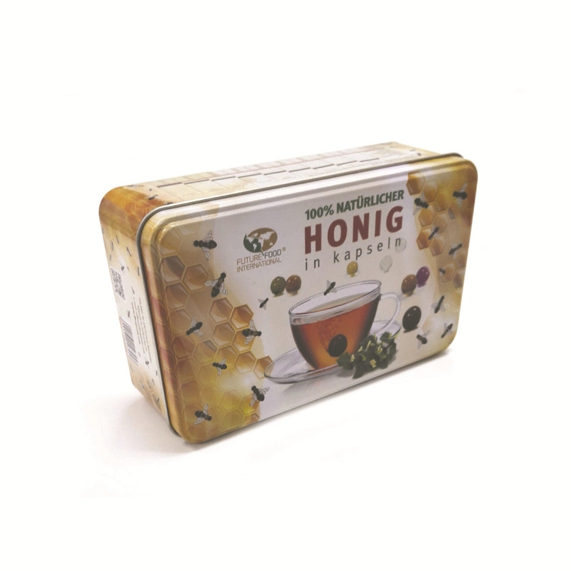 Factory Custom Rectangular Biscuit Sweet Lemon Fruit Tea Packaging Tea Tin Box