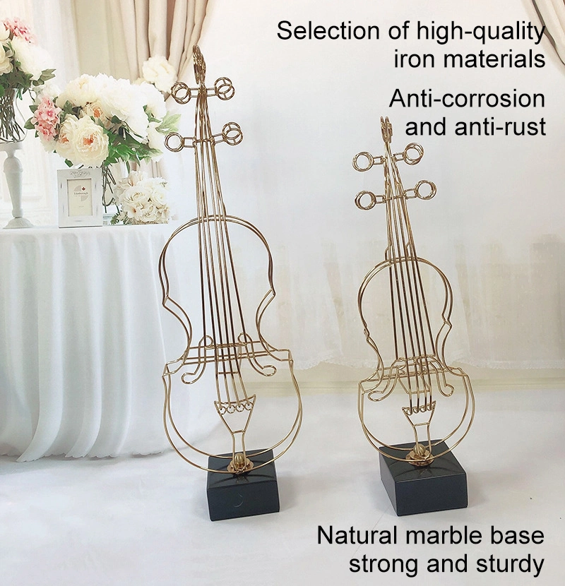 European Creative Home Ornament Hotel Room Decor Handmade Iron Metallic Violin Decoration