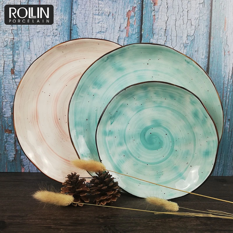 New Style Color Round Flat Plate Glaze Dinner Plate for Wedding&Banquet