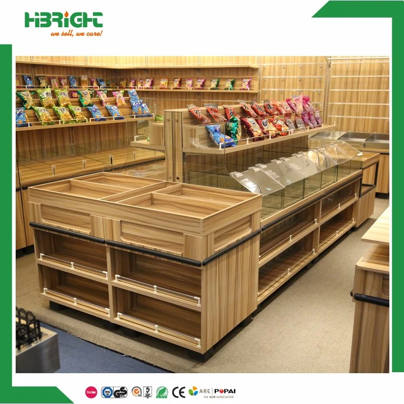 Wood Promotional Supermarket Vegetable and Fruit Display Table