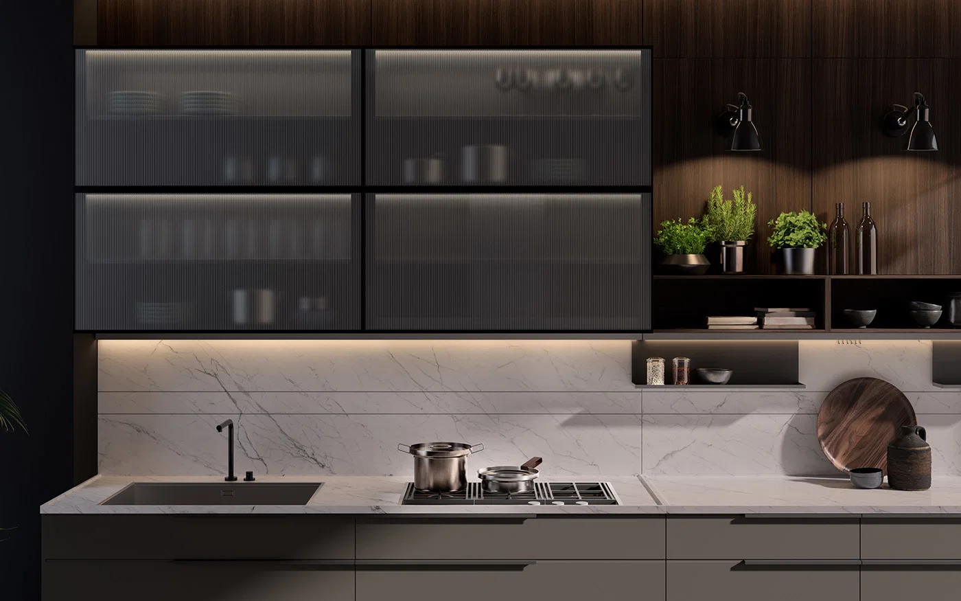 Black Matte Lacquer Kitchen Furniture High End Kitchen Cabinets