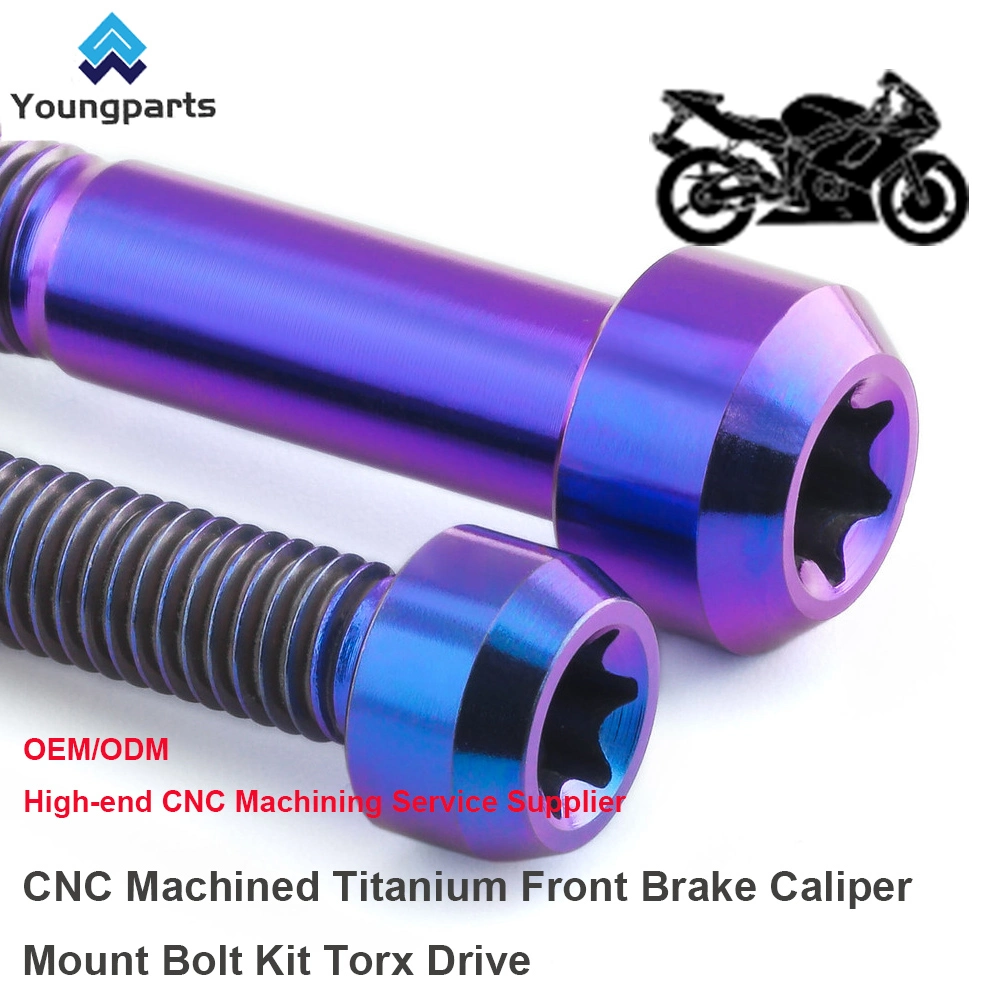 CNC Turned Titanium Front Brake Caliper Mount Bolt Kit - Optimized for Precision and Performance