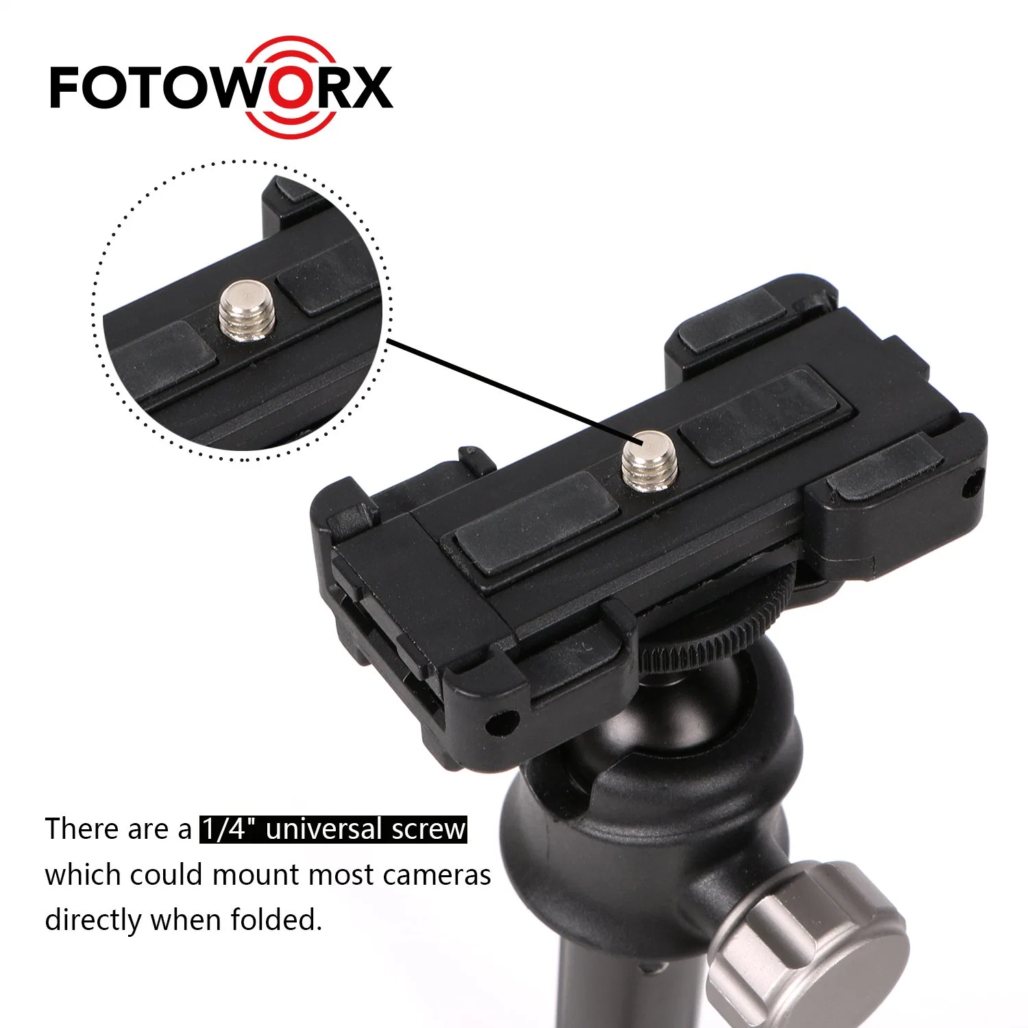 Fotoworx Extendable Mini Tripod Selfie Stick with Phone Clamp