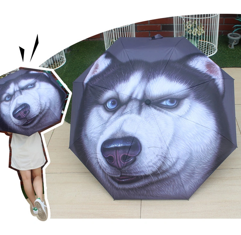 Custom Printing Mini Compact 3 Telescope Dollar Cat Dog Umbrella