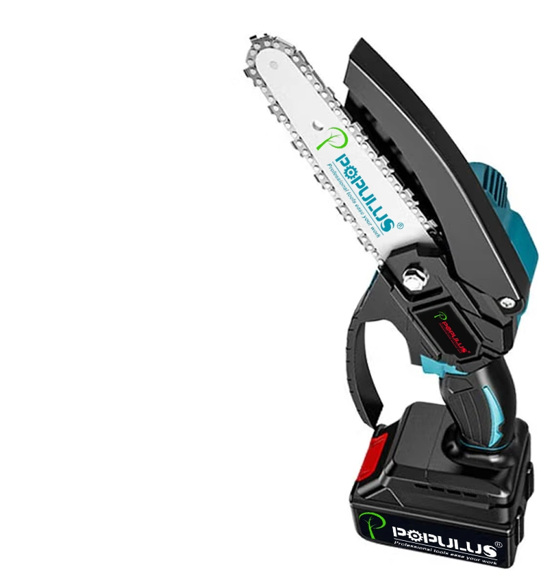 Populus Portable sierras de cadena Cordless Mini 20V recargable Motosierra eléctrica sierra eléctrica Mini batería de litio motosierra para el mercado brasileño