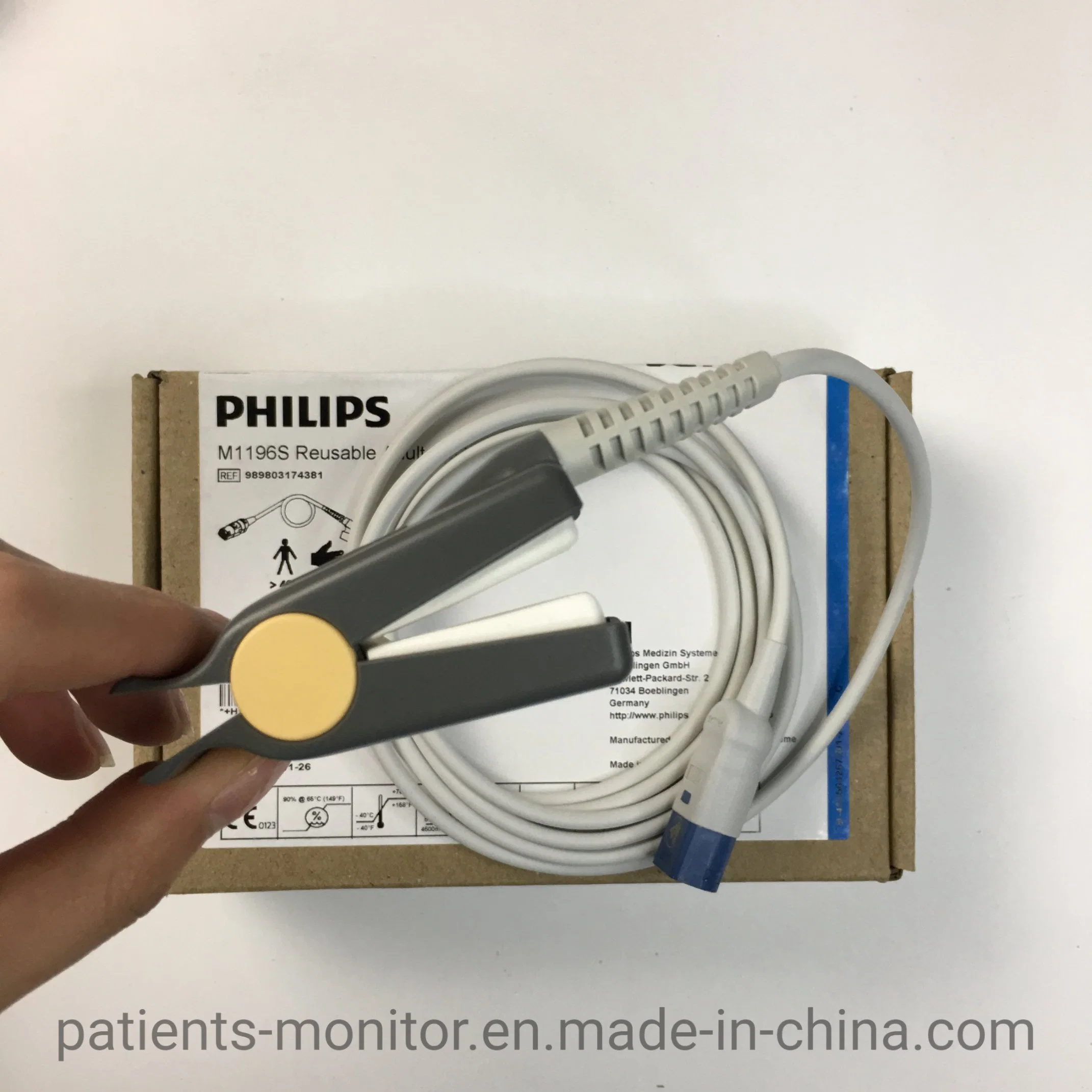 Philips Original New Reusable Adult SpO2 Clip Sensor 2m M1196s Ref 989803174381 Medical Equipment for Hospital