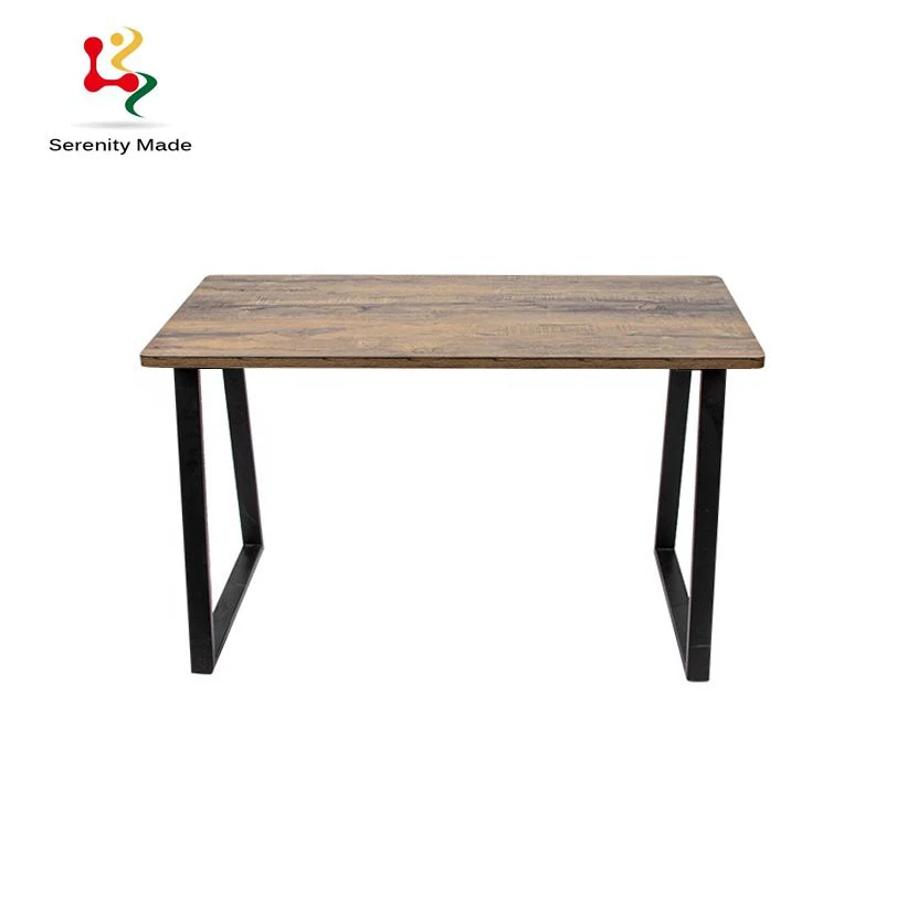 Industrial Design Restaurant Fast Food Dining Table Home Office Furniture Wooden Top Metal Base Computer Working Desk