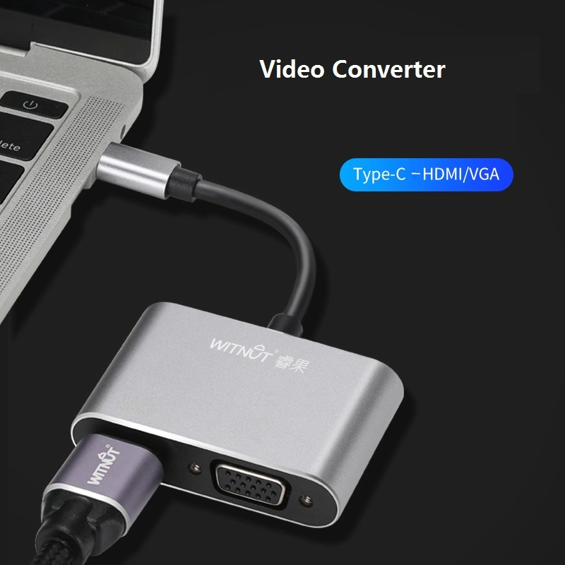 Convertidor VGA tipo C a HDMI Tipo C 2 pulg 1 Hub