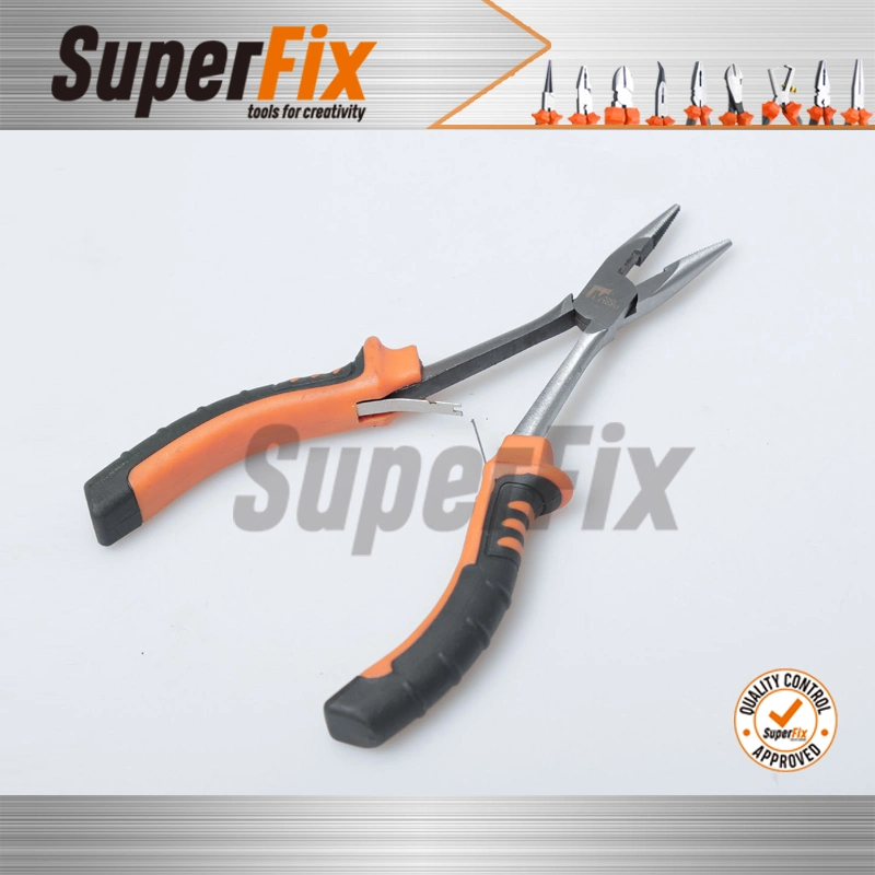 Alicate Professional Plier with PVC Handle, Polish Finish, Carbon Steel, Funcitonal/Cutting/Twisting/Clamping, Long Nose Pliers