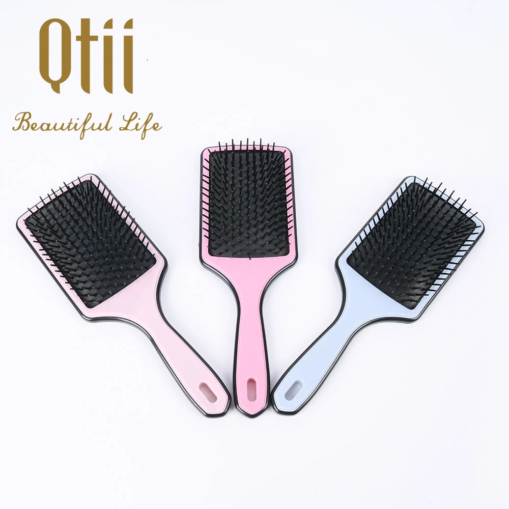 Paddle Shape Plastic Air Cushion with Nylon Bristle Hair Brush with Color Frame Handle