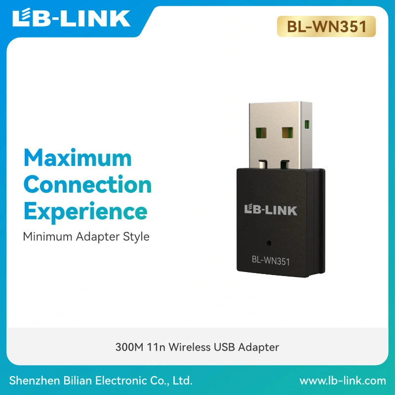 LB-LINK BL-WN351 802,11b/G/N Chipset Realtek 2,4GHz datos inalámbricos 300Mbps mejorados Mochila USB Wi-Fi de velocidad ultra y de rango amplio de velocidad de transmisión Sistema de conexión WiFi