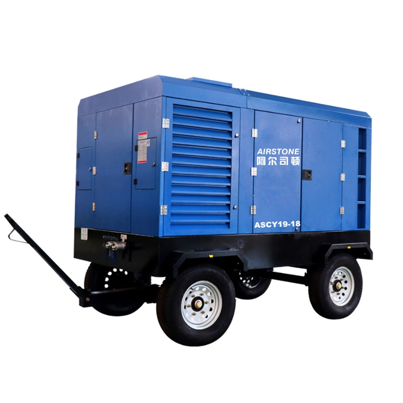 Airstone 675 Cfm Mobile Diesel Engine De Ar a Diesel Portable Screw Air Compressor for Drilling Rig