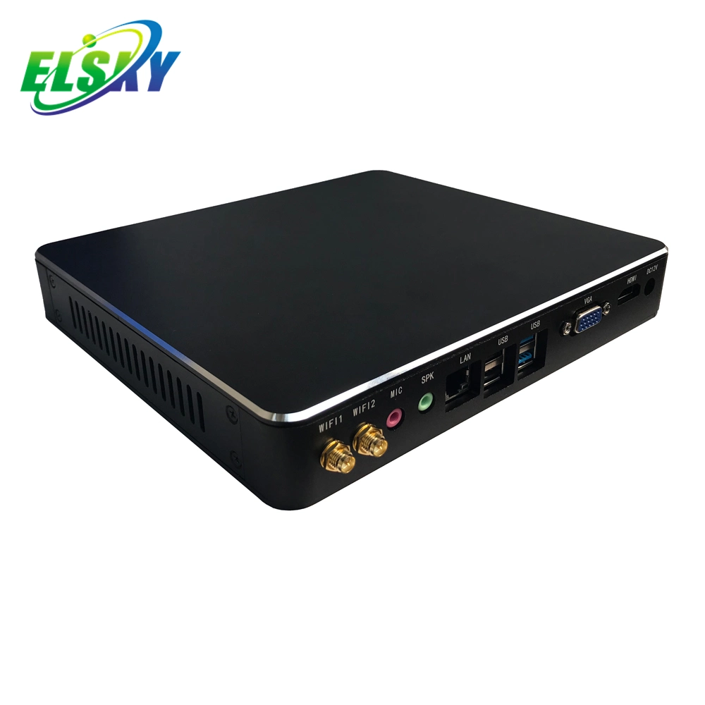 Elsky Mini PC Fanless HD4003-I3hgp- 3217u Optional DDR3 2.0GHz DC12V Power Pocket PC with 4 USB HD-Mi VGA 1COM/RS232 Linux