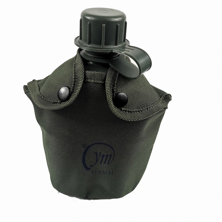 Plastic Olive Army Military Water Bottle Canteen with Aluminium Cup