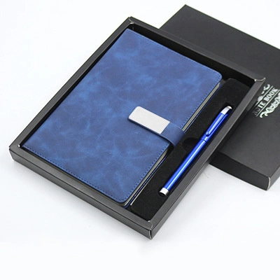 Business A5 Notebook Office Gift Thickened Diary Book Goat Leather Notebook with Pen