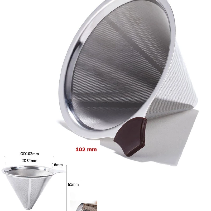 Custom High quality/High cost performance Reusable Ultra Fine 304 Stainless Steel Pour Over Metal Coffee Filter