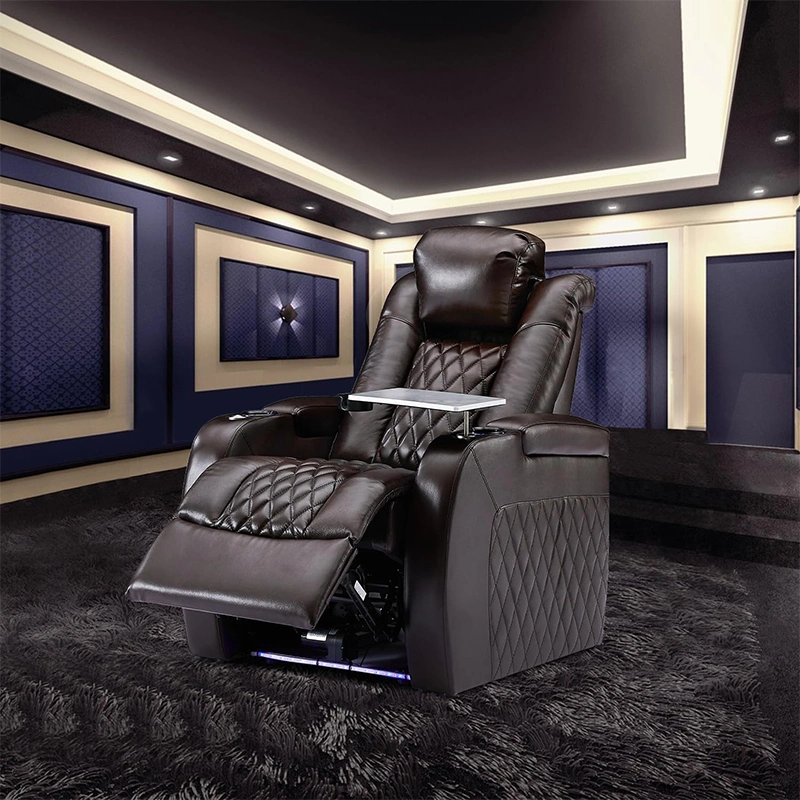 Sillón reclinable eléctrico de cuero negro Sofá de lujo Cine VIP Asientos Casa Teatro asientos Mobiliario de sala de estar