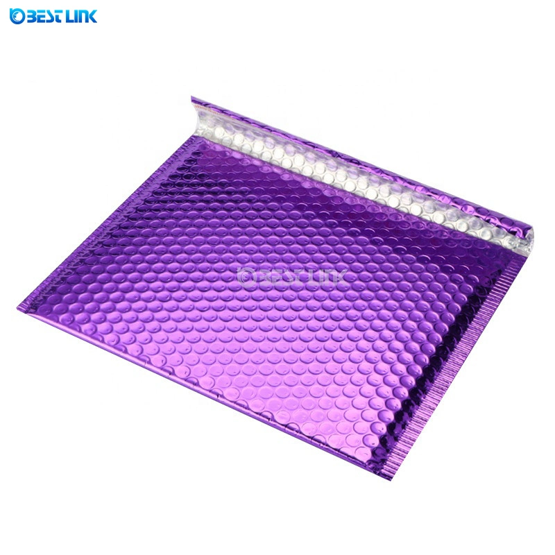 Custom Printing Purple Bubble Envelopes Metallic Bubble Bag Laminated Foil Protective Express Mailing Bag (28*22cm+4cm)