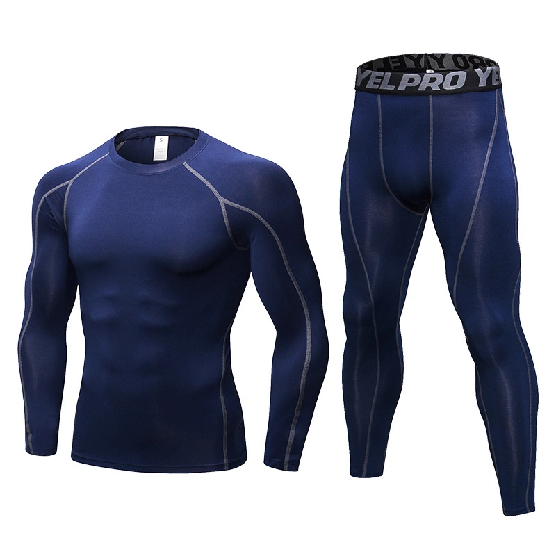 Men's Compression Pants Shirt Top Long Sleeve Jacket Set Gym Sport Suit