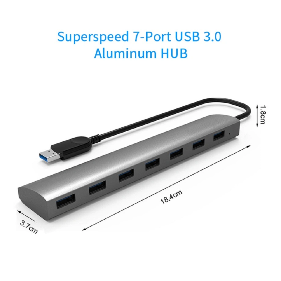 7-Port USB3.0 Aluminum Hub with Power Adapter