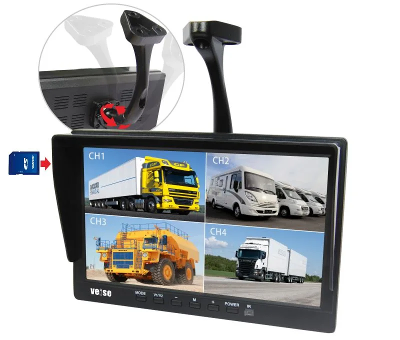 Monitor dividido cuádruple 4'' AHD 10 con DVR horizontal/vertical Rearview Monitor