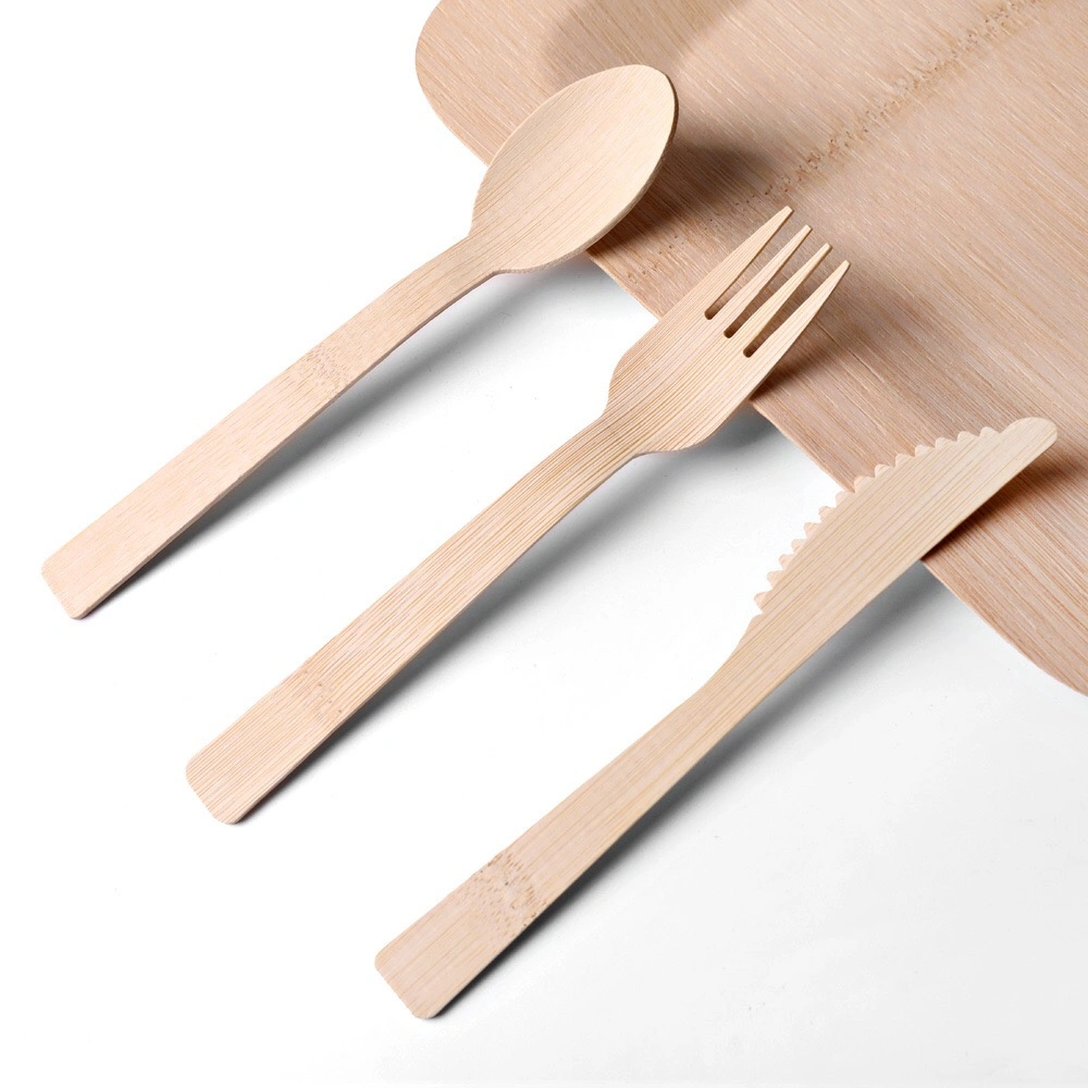 Eco Friendly Natural Color Bamboo Wooden Cutlert Spoon Fork Knife