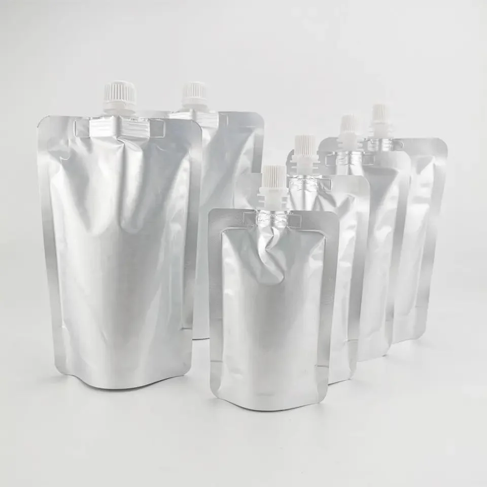 Stock Available 250ml 500ml 1L Plastic Stand up Aluminum Foil Spout Pouch