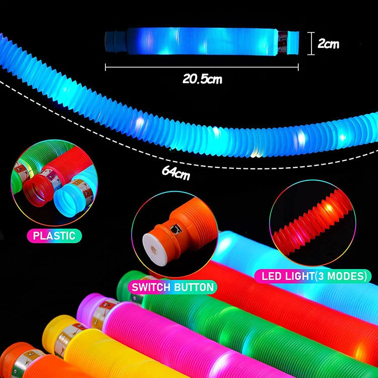 Plástico Colorful Stretch decompresión tubo Juguetes LED tubo pop Juguetes