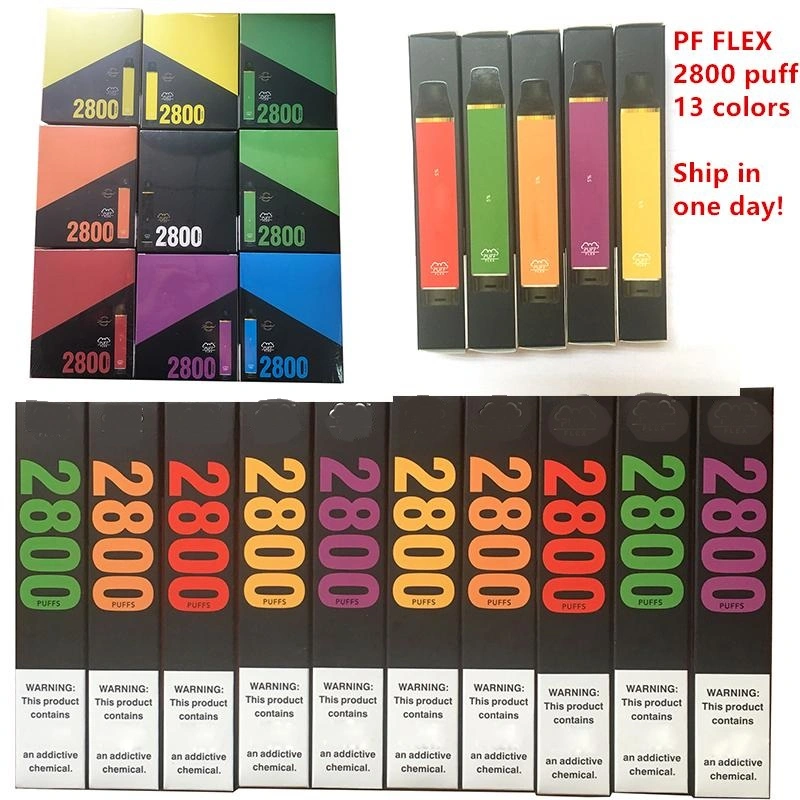 Puff Flex 2800 inhalaciones barras desechables Vape Pen 1500mAh 10ml vainas Pre-Filled Cartucho E- cigarrillos vaporizador Kits de vapor portátil