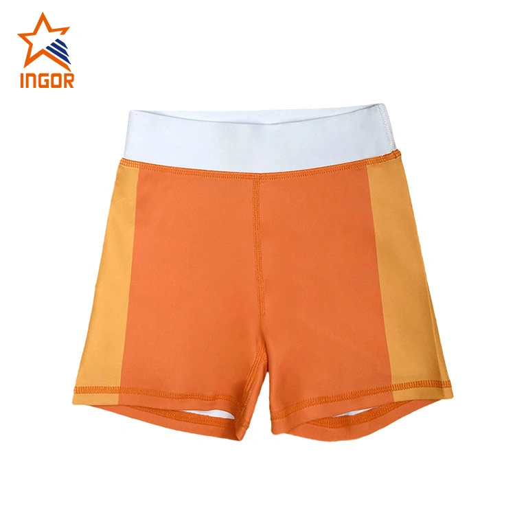 Ingorsports Kids Swimwear Soft Waist Band Contrast Sports Bras Sublimated Color Block Shorts Children Sports Wear Activewear