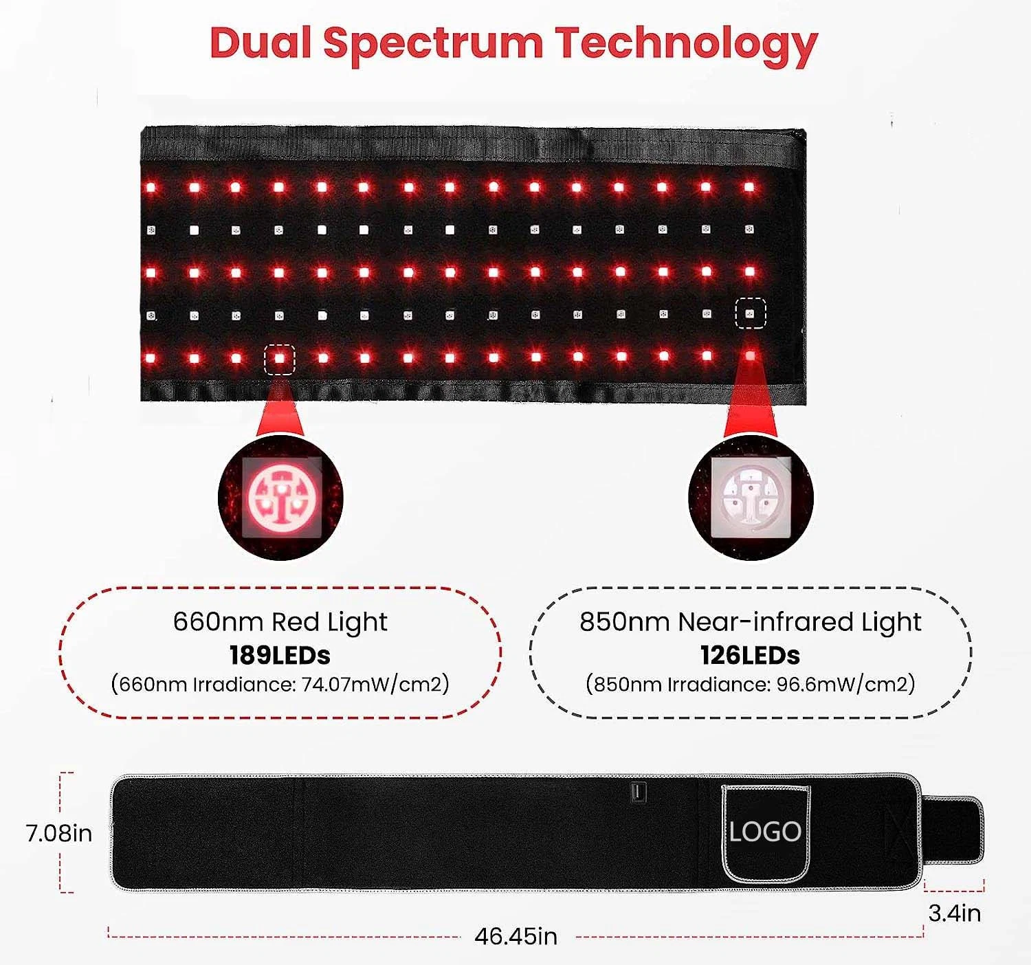 Soulagement de la douleur du ventre traitement infrarouge par lumière rouge 660nm 850nm Livre Cicatrisation perte de poids massage chaleur ceinture d'amincissement