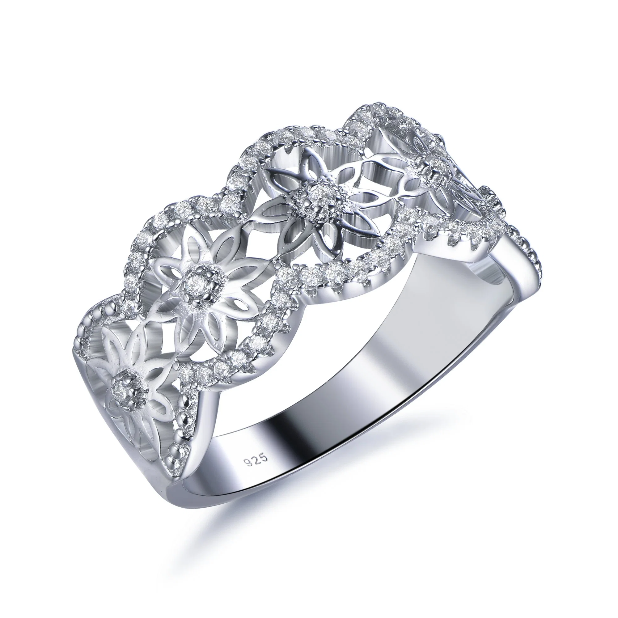 Nueva moda Joyería de Plata Anillo Anillo Flor Joyas únicas para la Mujer