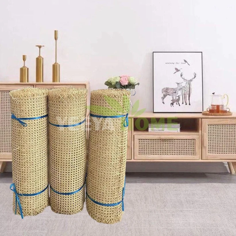 Octagonal Pattern 2.5 mm Natural Rotan Semi Bleached Ratan Roll for Rattan Cabinet