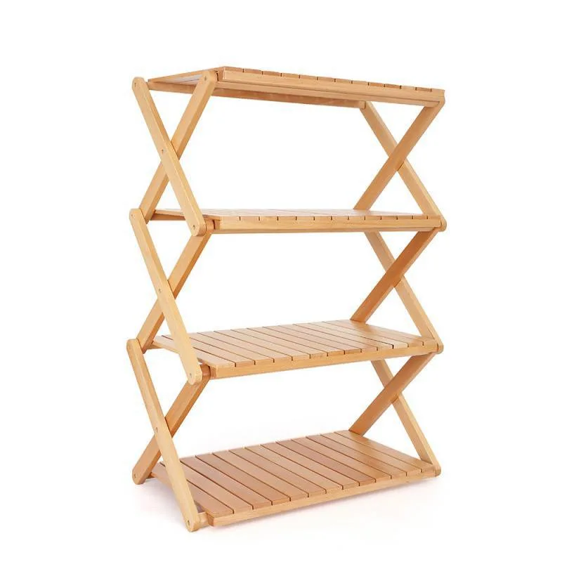 Rack de rangement de table de camping ultra-léger pliable en bois massif et multifonction d'extérieur