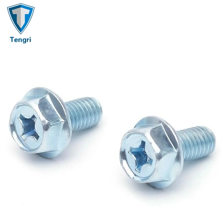 Blue White Galvanized Grade 4.8 8.8 Cross Recessed Hex Head Flange Type Bolt