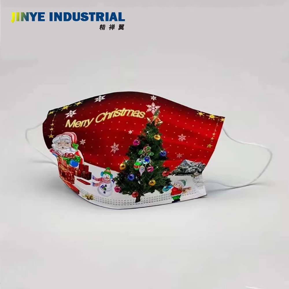 Christmas Mask with Meltblown Fabric Cartoon Print Disposable Christmas Mask