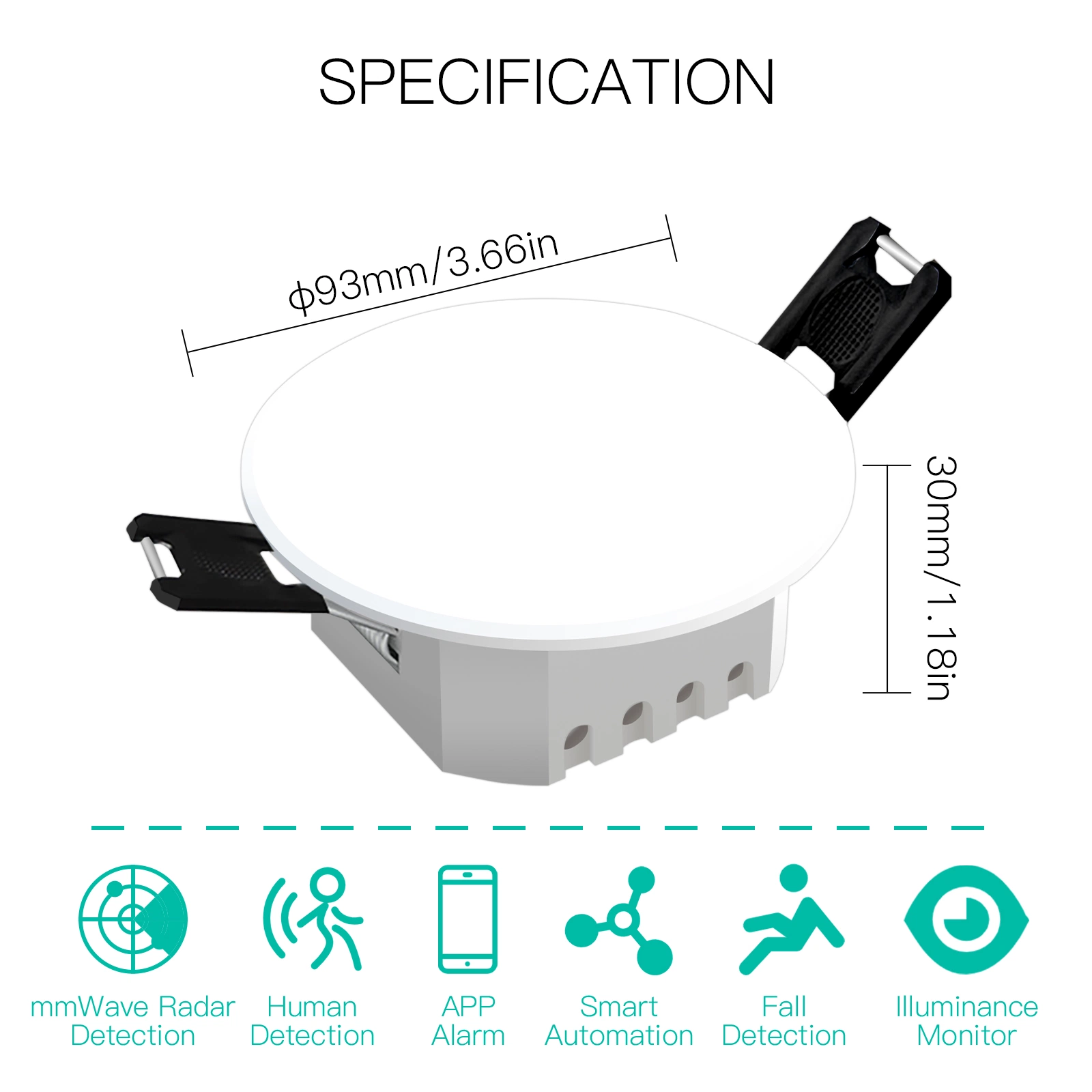 Luz do sensor de detecção de radar Mmwave Mmwave do Detector de presença humana Tuya Zigbee Montagem no teto da aplicação Smart Life 2 em 1 função de luminosidade Deteção de corpo humano