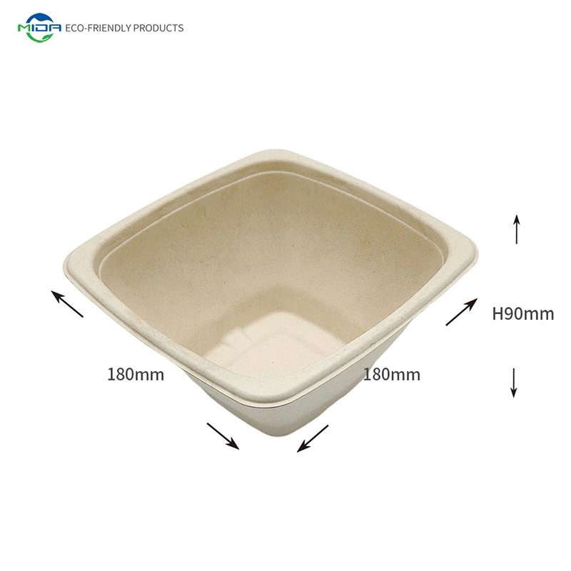 24 36 40 oz قابلة للتحلل الحيوي Compostelle Sugargane Bagasse Square Bowl القابلة للتفكيك للاستخدام المنزلي في المطعم