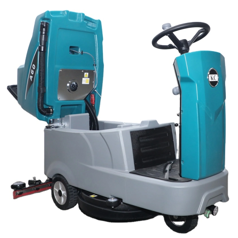 Blue Color Mini Kompakte Reinigungsausrüstung Batterie Power Kommerzielle Fahrt Bodenschrubber für Werkstattlager