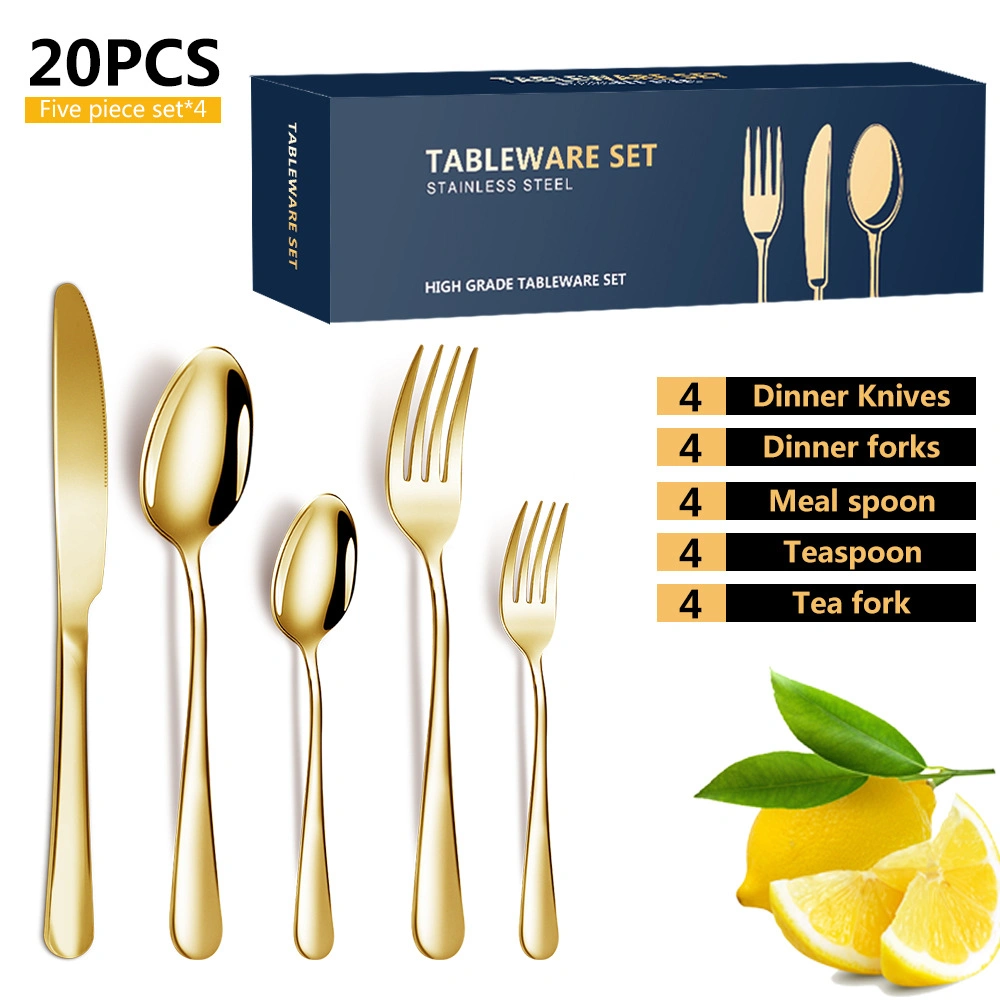 20 PCS Hot Sale Stainless Steel Tableware Set with Knife Spoon Forks Teaspoon Tea Fork Dinner Fork