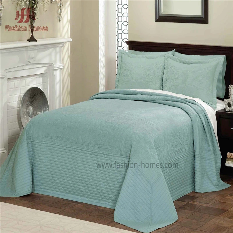 HS-11645 Traditional Embroidery Quilt Cover with Border Bedspread Bedding Set for Home