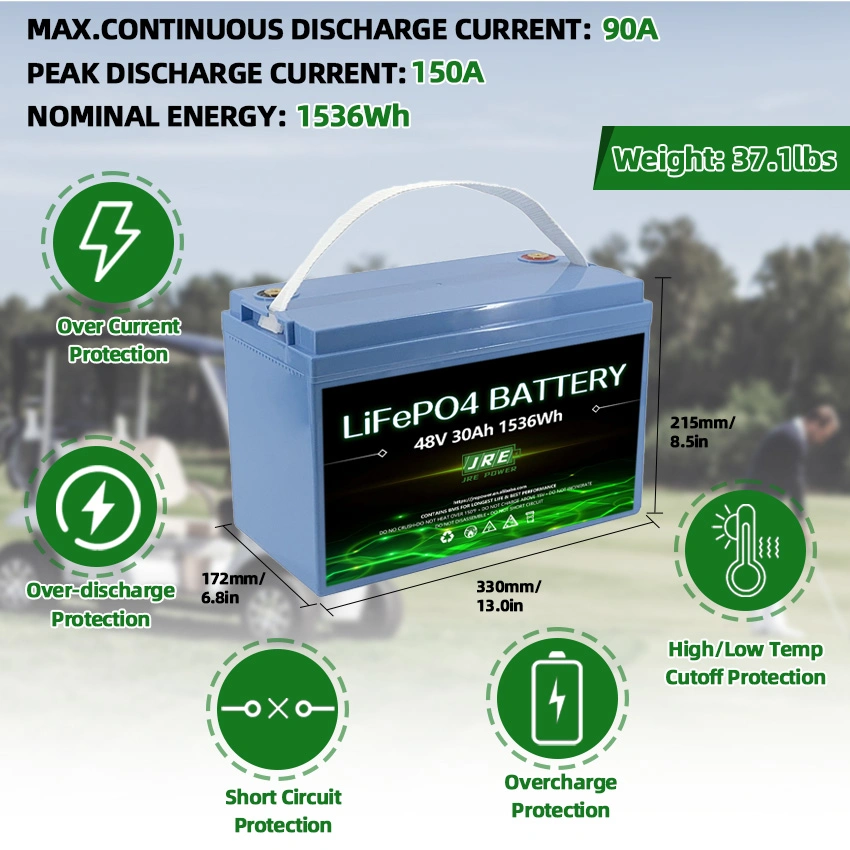 30ah 60AH 90Ah 120ah 180ah LiFePO4 batería 48V litio Golf Batería del carro