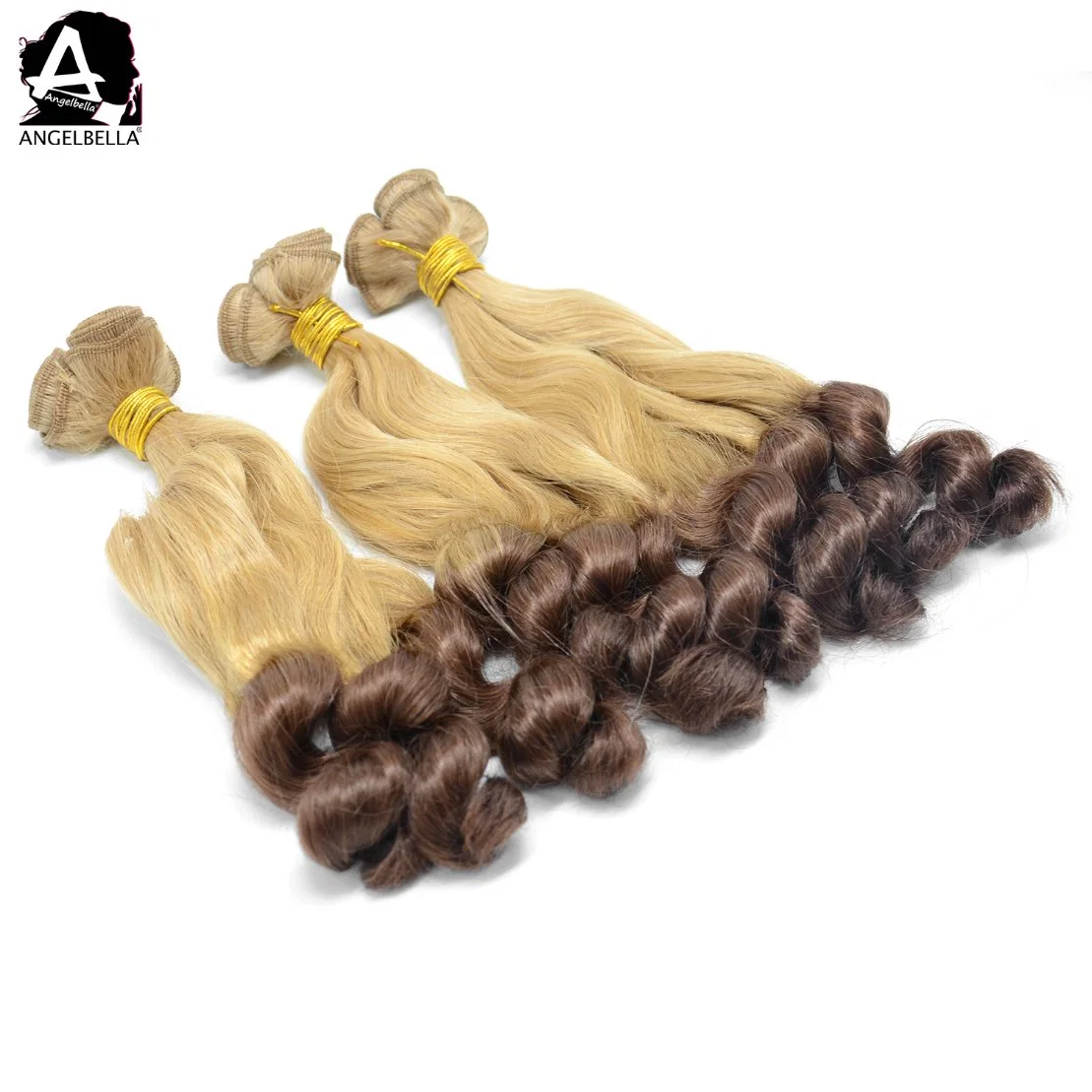 Angelbella New Arrived Ombre Brazilian 4# 27# Hair Loose Wave Funmi Remy Hair Weaving