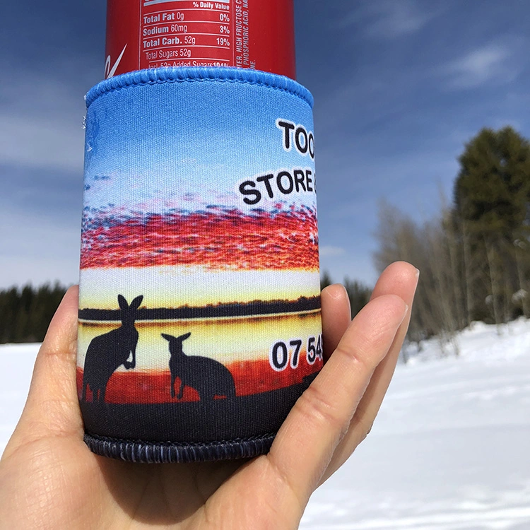 Nueva Moda Sublimación promocional Impreso a medida neopreno lata de refresco Funda para botella de cerveza, funda para botella de portabotón