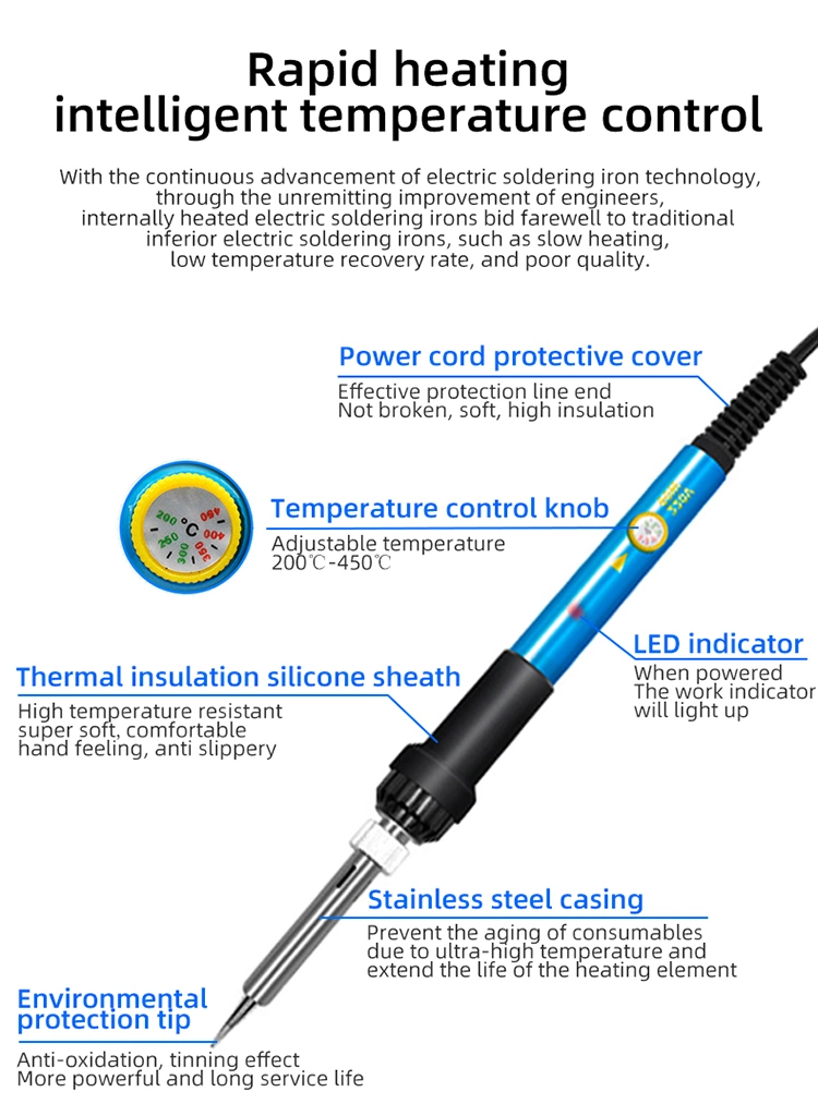 External/Internal Heating Adjustable Temperature Thermostat Electric Soldering Iron